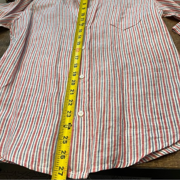 COPY - Frank & Eileen Red White blue Striped Linen Button Down Blouse Size medi… - Picture 2 of 7